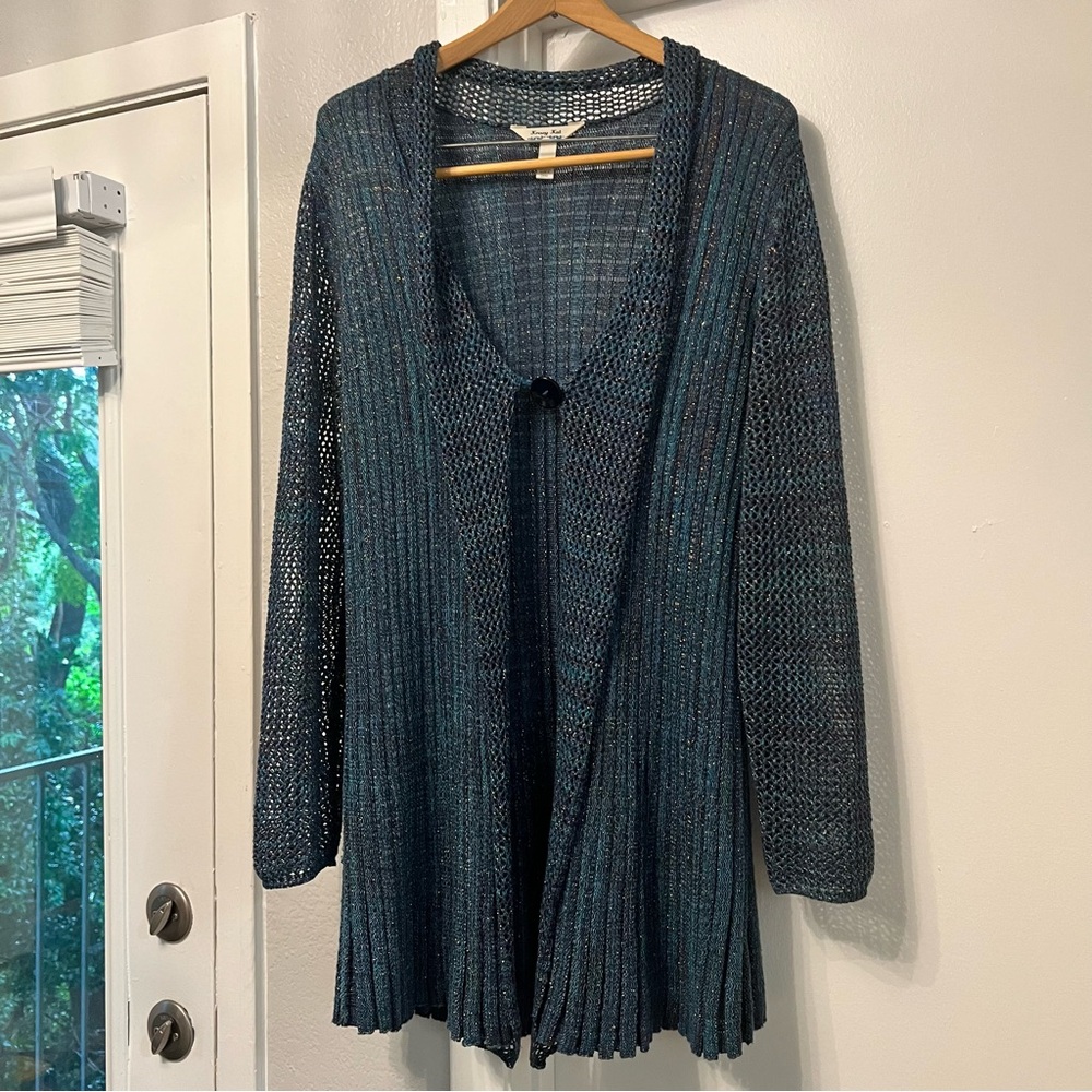 KRAZY CAT knit cardigan. Soft w soft metallic yarn, very pretty and like new